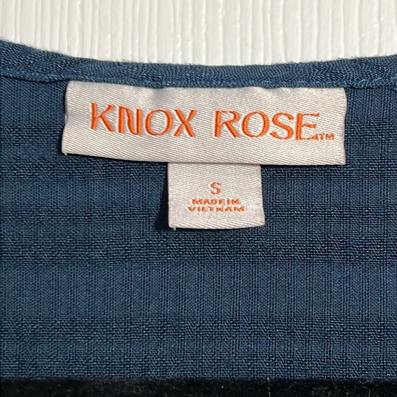 KNOX ROSE Women’s Loose/Relaxed Fit Blue Tie Collar Boho Shirt - Size Small - Picture 3 of 6